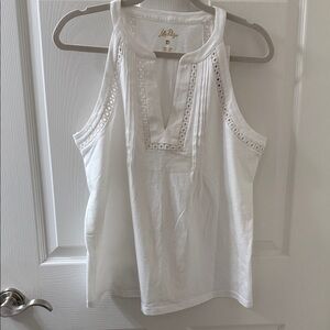 Lilly Pulitzer White Tank Top with Eyelet Detail